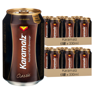 Karamalz 卡麥隆黑麥汁 嚴選大麥芽釀製 無防腐劑 無化學添加物 含蛋白質、鐵、鈣、鋅 維他命B群 無脂肪 全素可用, 330ml, 12罐
