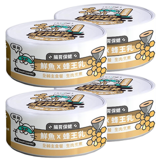 nu4PET 陪心寵糧 全齡貓 SUPER小白主食罐, 鮮魚+蜂王乳, 80g, 1罐, 鮮魚 + 蜂王乳, 4罐