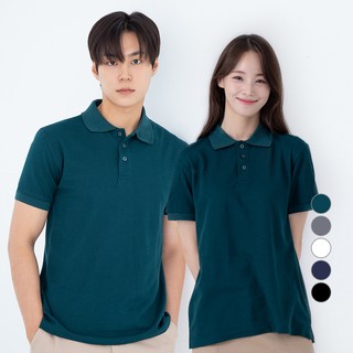 CARET 中性款柔軟短袖Polo衫, 深綠色