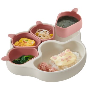 퍼기 유아용 자기주도 냥냥 흡착 식판, 드라이로즈, 단품, 1개