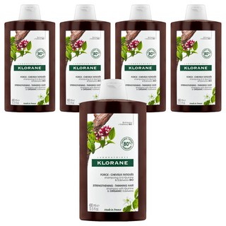 KLORANE 蔻蘿蘭 養髮洗髮精 專為脆弱髮頭設計 富含奎寧和複合維他命B 活絡頭皮、強健髮根, 400ml, 5瓶