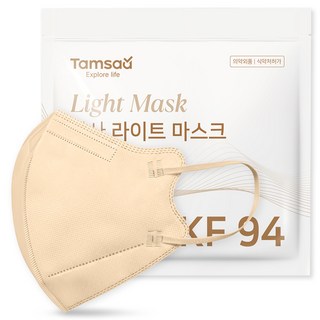 탐사 라이트 KF94 새부리형 보건마스크 대형 지퍼백, 베이지, 1개, 25개입