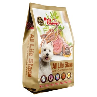 Pets Corner 沛克樂 全齡犬 保護皮膚低敏餐 小顆粒 乾飼料, 羊肉 + 蔓越莓 + 鴨肉, 1.5kg, 1袋
