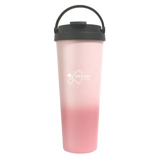 FUJI-GRACE 富士雅麗 陶瓷噴層手提保溫杯, 8.5cm大口徑, 雙層真空, 冷熱水兩用, 櫻花粉, 700ml, 1個