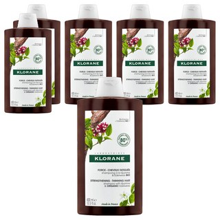 KLORANE 蔻蘿蘭 養髮洗髮精 專為脆弱髮頭設計 富含奎寧和複合維他命B 活絡頭皮、強健髮根, 400ml, 6瓶