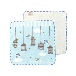 Gemini 双星毛巾 自由窗外紗布小方巾 3條裝, 100%純棉, 24*24 公分, 藍色, 1組