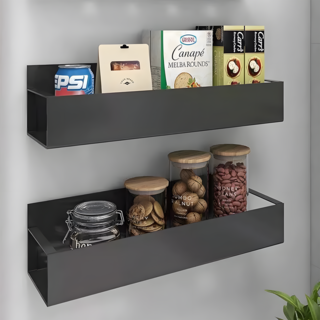 다용도 틈새 자석 선반 대형, 블랙, 2개