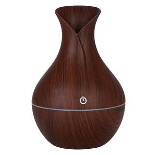 花瓶木紋香氛機 細緻噴霧 持久滋潤 靜音運作 觸控操作 簡便易用, 深木色