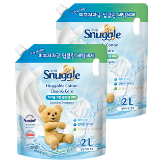 스너글 클린 앤 케어 허거블 코튼향 액상세제 리필, 2L, 2개