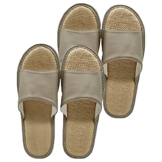 成人款亞麻感室內皮拖鞋, 27, 卡其色, 2雙