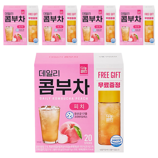 Danongwon 乳酸菌康普茶 + 瓶子 水蜜桃, 20包, 5g, 5盒