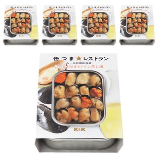 K&K 白酒煮淡菜, 日本產高品質罐頭食品, 零嘴下酒菜, 95g, 5罐