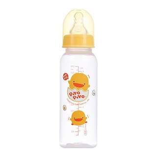 PiYOPiYO 黃色小鴨 標準奶瓶 240ml 食品級矽膠奶嘴, 黃色, 1個
