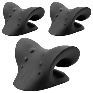 QIDINA C型頸椎按摩枕頸枕肩頸按摩枕 3C族低頭族救星, 黑色, 20.5 x 12 x 16cm, 3個