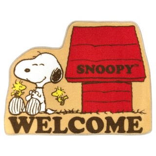 SNOOPY 史努比 造型短絨止滑腳踏地墊, 黃色