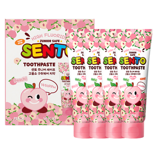 SENTO Junior Safe 高含氟口氣護理兒童牙膏 水蜜桃香, 120g, 4個