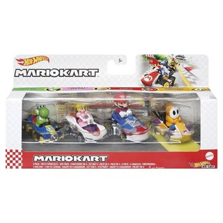 MATTEL 美泰兒 風火輪 Mario Kart 4部車, 顏色隨機, 1盒