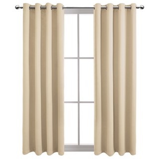 comet 隔熱遮光打孔式窗簾 附窗簾綁帶, 米色