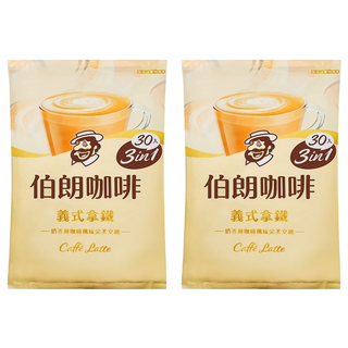 MR.BROWN 伯朗咖啡 義式拿鐵 三合一 口感滑順有層次 香氣宜人濃醇, 17.5g, 30包, 2袋