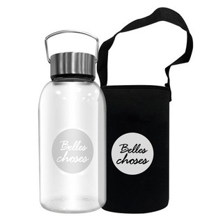 FUJI-GRACE 富士雅麗 高硼矽耐熱手提玻璃瓶 800ml，附可拆卸式304不鏽鋼茶隔, 耐酸鹼易清洗, 銀色, 1個