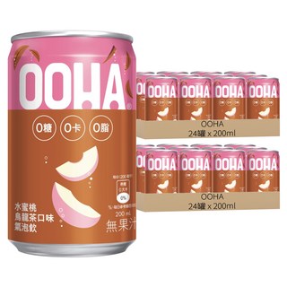 OOHA 氣泡飲 水蜜桃烏龍茶 迷你罐, 200ml, 48罐