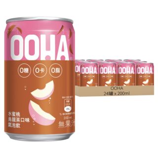 OOHA 氣泡飲 水蜜桃烏龍茶 迷你罐, 200ml, 24罐