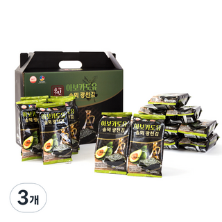 더국민 아보카도유 솔뫼 광천김 16p 선물세트, 64g, 3개