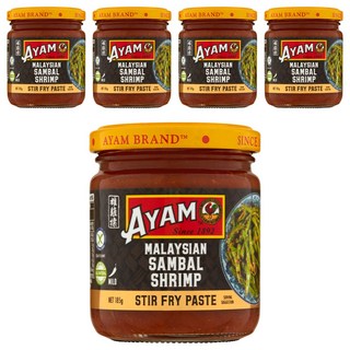 AYAM 雄雞標 參巴蝦米醬 185g 馬來西亞風味, 5罐