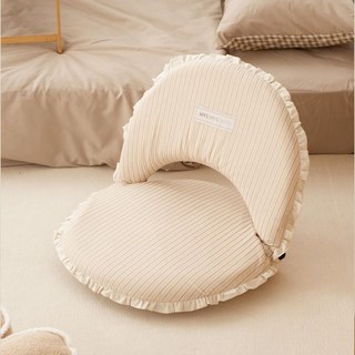 沐慕家居 折疊靠背和室椅, 奶茶裙邊, 1個