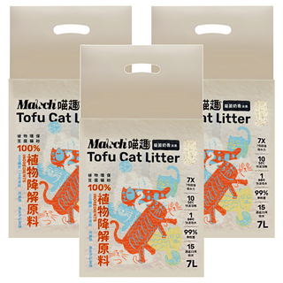 Maoch 喵趣 益菌消臭豆腐貓砂 1.5mm 2.8kg 3包, 7L, 奶香