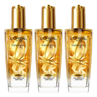 L'OREAL PARiS 巴黎萊雅 金緻護髮精油金色款, 裸感質地 清爽不黏膩 深層賦活 髮絲柔順閃耀 高濃度植萃精油 撫平毛躁 秀髮順滑如絲, 100ml, 3瓶