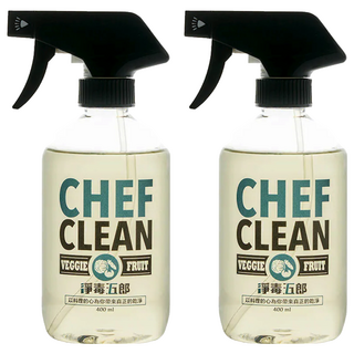 CHEF CLEAN 淨毒五郎 蔬果清潔劑噴頭罐, EcoCert認證, 植物來源, 溫和清潔, 節省用量, 400ml, 2瓶