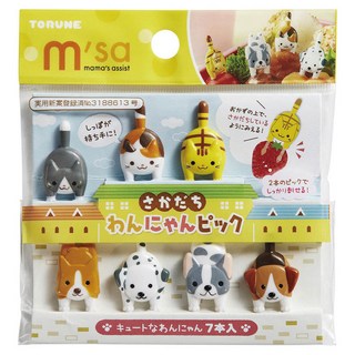 TORUNE mama's Assist 便當野餐 裝飾叉 貓狗, 1組, 7件