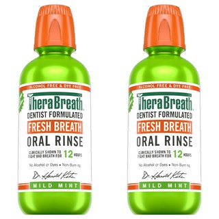 TheraBreath 漱口水 溫和薄荷 清新口氣長達12小時 無酒精, 473ml, 2瓶