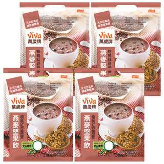 ViVa 萬歲牌 燕麥堅果飲 核桃紅豆燕麥 多種穀物 豐富膳食纖維 添加核桃杏仁果顆粒, 32g, 4袋
