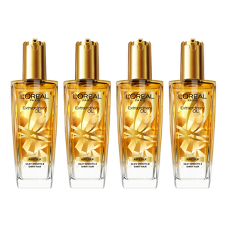 L'OREAL PARiS 巴黎萊雅 金緻護髮精油金色款 裸感質地 清爽不黏膩 深層賦活 高濃度植萃精油 撫平毛躁 秀髮順滑如絲, 100ml, 4瓶