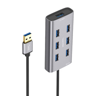 ESENSE 逸盛 鋁合金 集線器 7 Port擴充 連接多個裝置 USB 3.0高速傳輸, 銀色, 1個