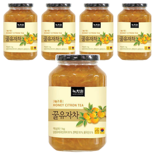NOKCHAWON 綠茶園 蜂蜜柚子茶 含有豐富果肉 口感飽滿 適合冷沖或熱泡, 1kg, 1入, 5罐