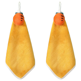 擦手巾 F 2條 蘿蔔黃 1組 - 可愛造型珊瑚絨吸水