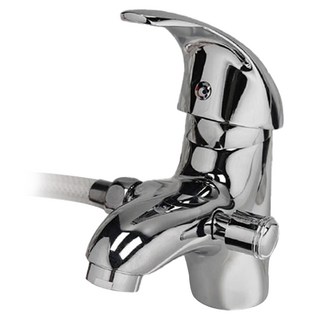 生活主管 38號沐浴面盆單孔龍頭 附橡膠墊片 + 固定螺母 2個 + 蓮蓬軟管 + 金屬固定墊片 + ST尖頭軟管1.5尺 2支 + 橡膠墊圈 + 固定螺絲 2個 + 蓮蓬把手 + 蓮蓬掛勾 0186 1250g, 1個