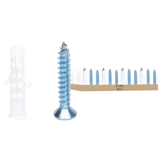 ZiO-BiZ 螺絲 壁虎 30mm 50入 + 螺絲 25mm 50入 套組 白色, 1組