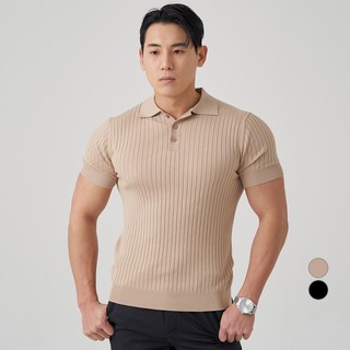 CARET 男士肌肉版型翻領短袖針織衫