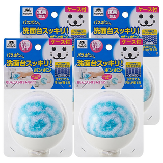 CONDOR 山崎 小海豹洗手台清潔球 附盒 抗菌加工 特殊網目纖維, 藍色, 4個