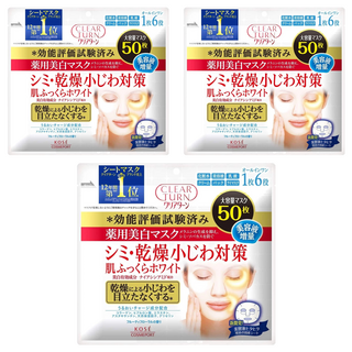 KOSE 高絲 CLEAR TURN 光映透 藥用美白面膜 - 針對乾燥小細紋, 50片, 3包