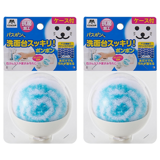 CONDOR 山崎 小海豹洗手台清潔球 附盒 抗菌加工 特殊網目纖維, 藍色, 2個
