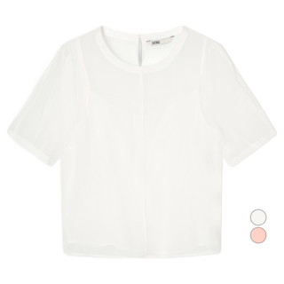 MIXXO 女款透視短袖雪紡衫