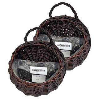 棉麻花籃 編織吊籃 盆栽/乾燥花/假花/客廳擺件, 深咖啡, 2個