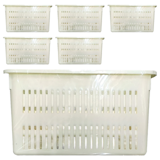 A5長今收納籃 儲物籃 置物籃, 26.8 x 20.5 x 14.5cm, 白色, 6個