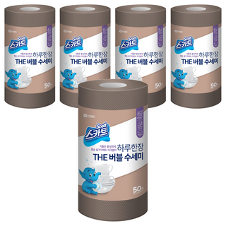 Scott The Bubble 捲筒型拋棄式洗碗布, 棕色, 50張, 5捲