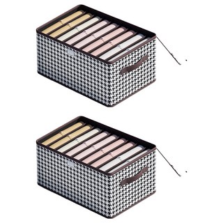 換季衣物可折疊防塵含蓋收納整理箱 大 9格, 千鳥格紋, 2個